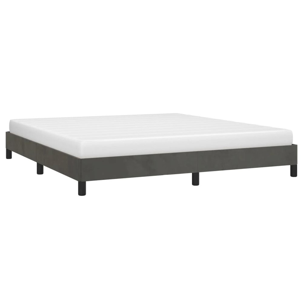 Bed Frame Dark Gray Velvet (100% polyester), plywood, engineered wood. Picture 4