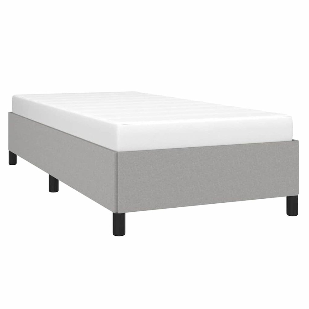 Bed Frame Light Gray Polyester, Plywood, Engineered Wood Twin XL. Picture 5