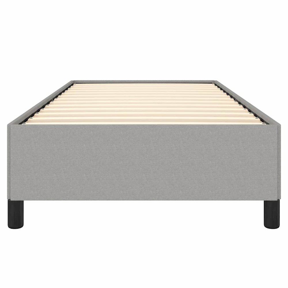 Bed Frame Light Gray Polyester, Plywood, Engineered Wood Twin XL. Picture 7