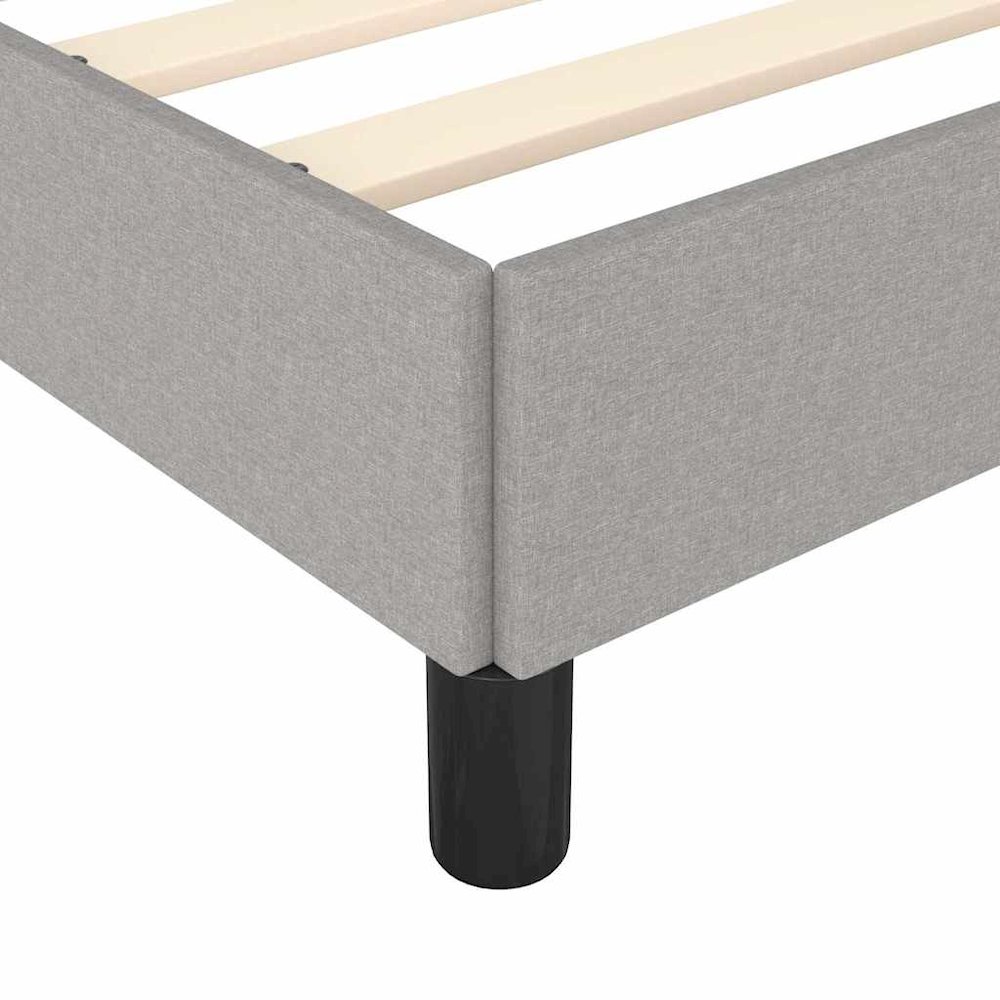 Bed Frame Light Gray Polyester, Plywood, Engineered Wood Twin XL. Picture 9
