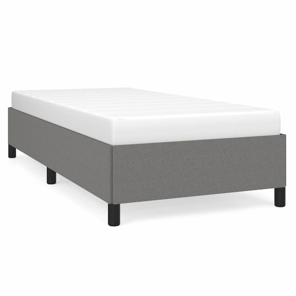 Bed Frame Dark gray Polyester, Plywood, Engineered wood Twin XL. Picture 1