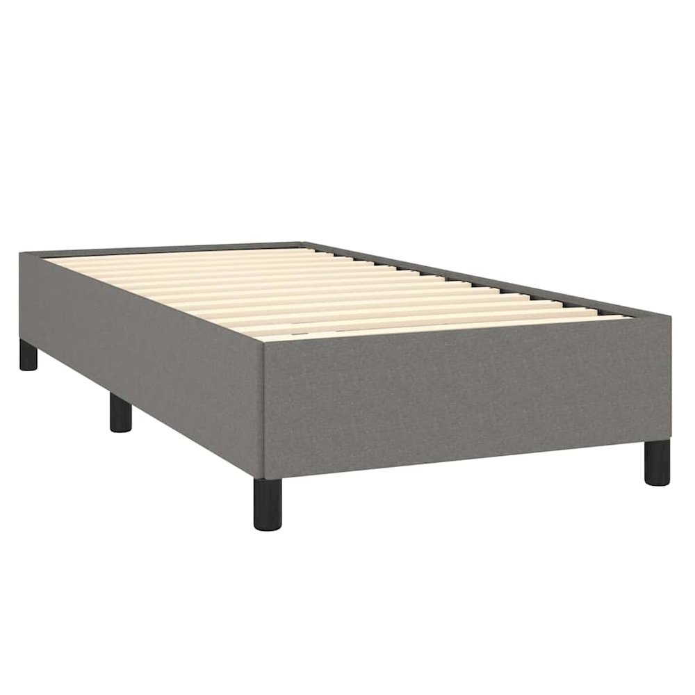 Bed Frame Dark gray Polyester, Plywood, Engineered wood Twin XL. Picture 6