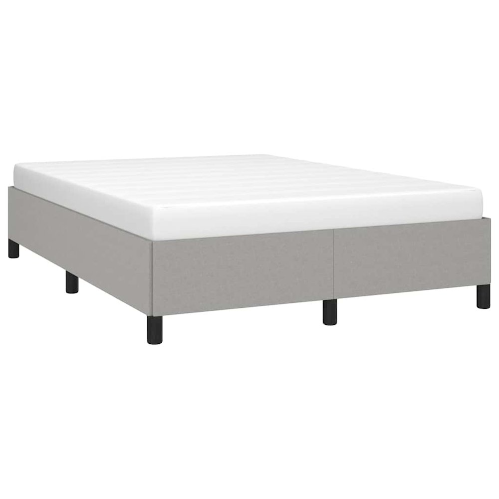 Bed Frame Light Grey Polyester, Plywood, Engineered Wood Full. Picture 5