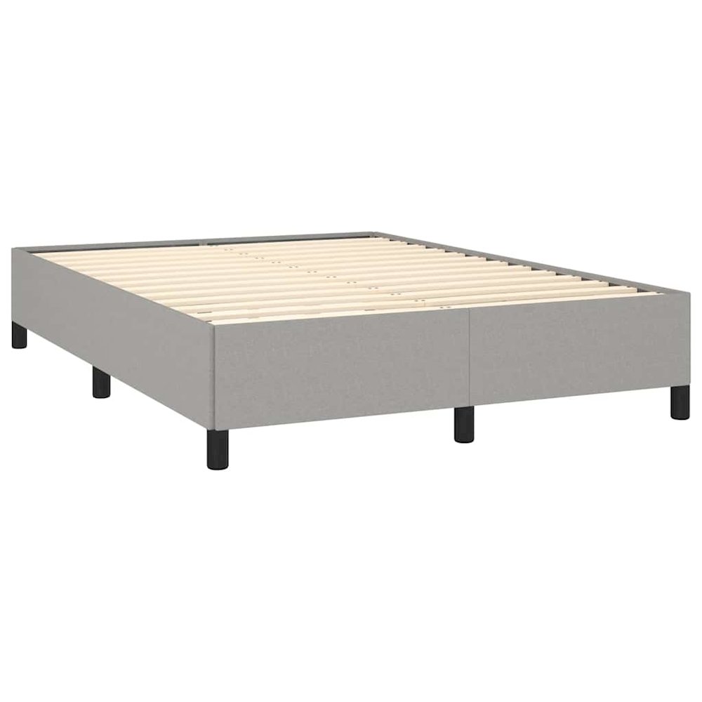 Bed Frame Light Grey Polyester, Plywood, Engineered Wood Full. Picture 6