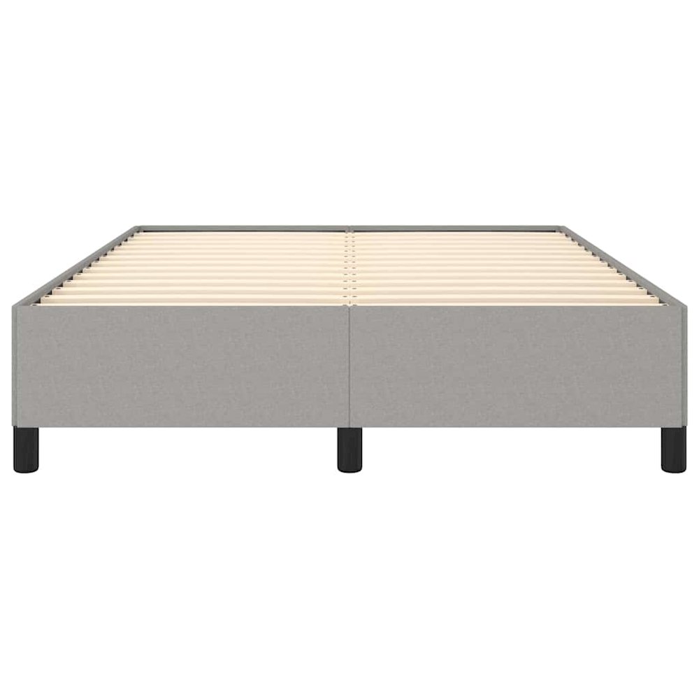 Bed Frame Light Grey Polyester, Plywood, Engineered Wood Full. Picture 7