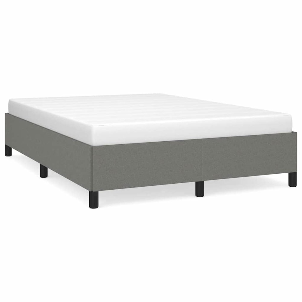 Bed Frame Dark Grey Fabric (100% polyester), plywood, engineered wood. Picture 1