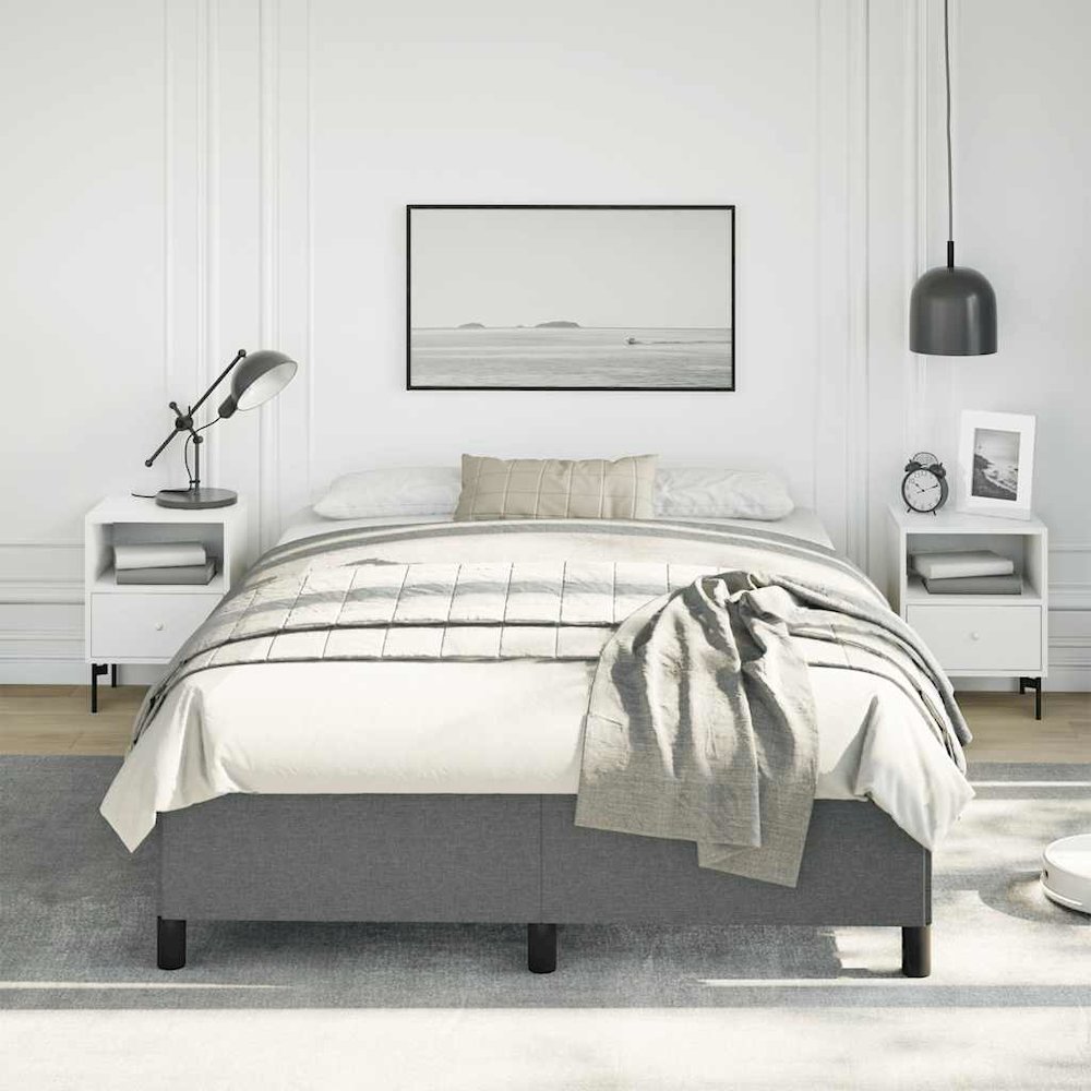 Bed Frame Dark Grey Fabric (100% polyester), plywood, engineered wood. Picture 3