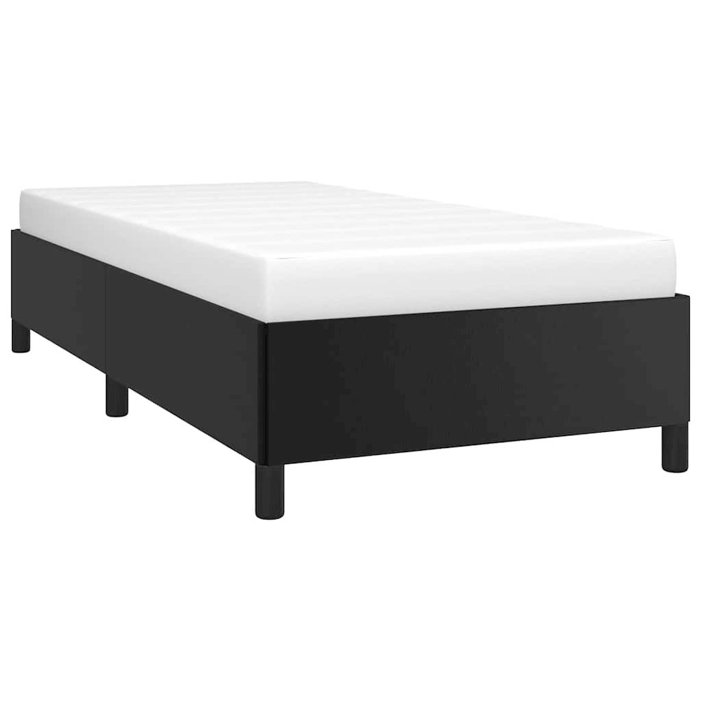 Bed Frame Black Faux leather, plywood, engineered wood Twin XL. Picture 5