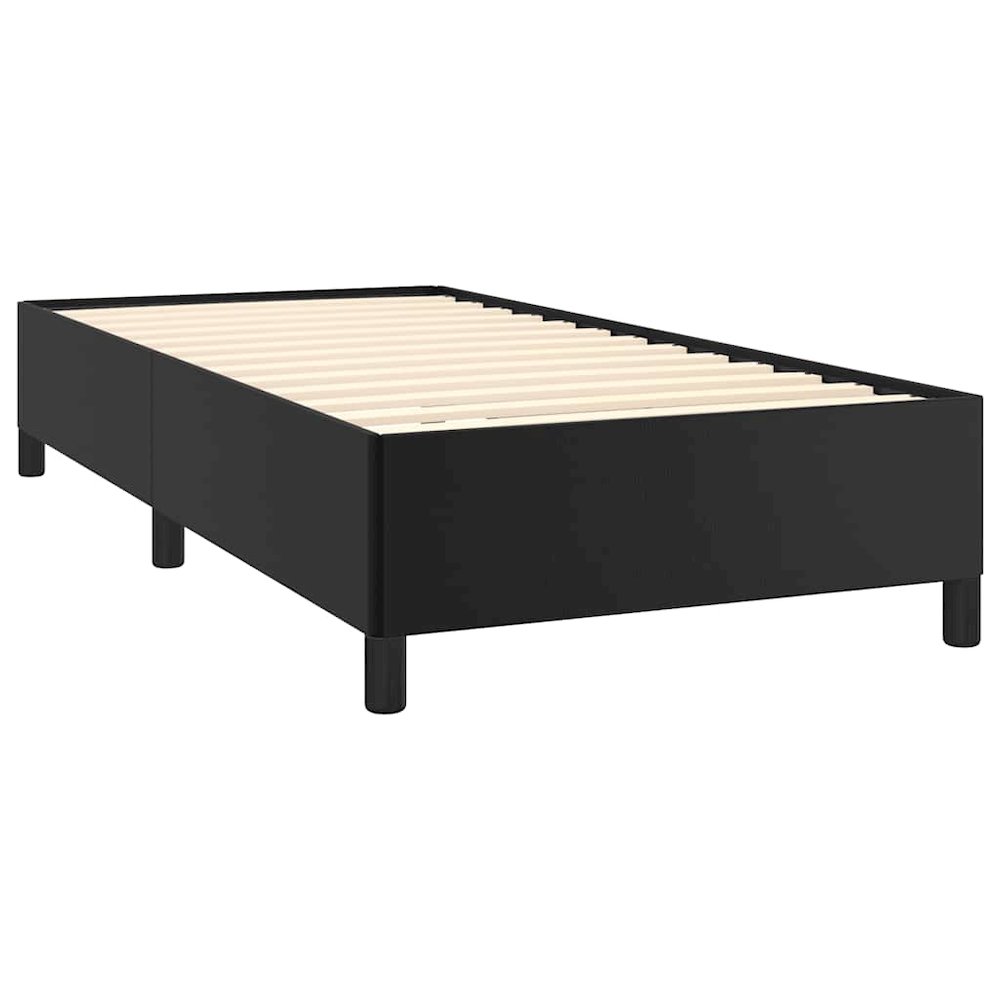 Bed Frame Black Faux leather, plywood, engineered wood Twin XL. Picture 6