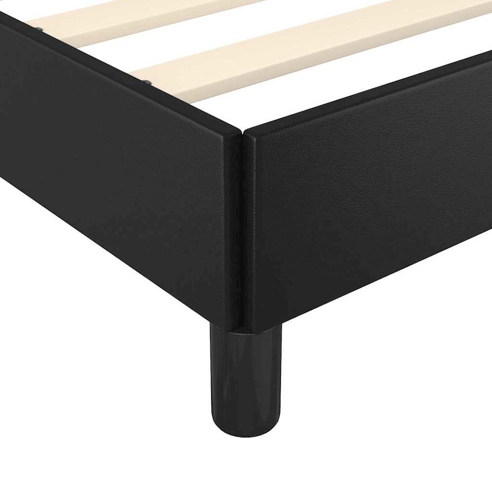 Bed Frame Black Faux leather, plywood, engineered wood Twin XL. Picture 9