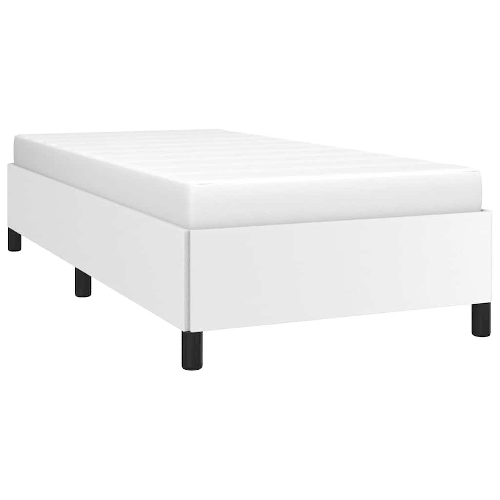 Bed Frame White Faux leather, plywood, engineered wood Twin XL. Picture 5