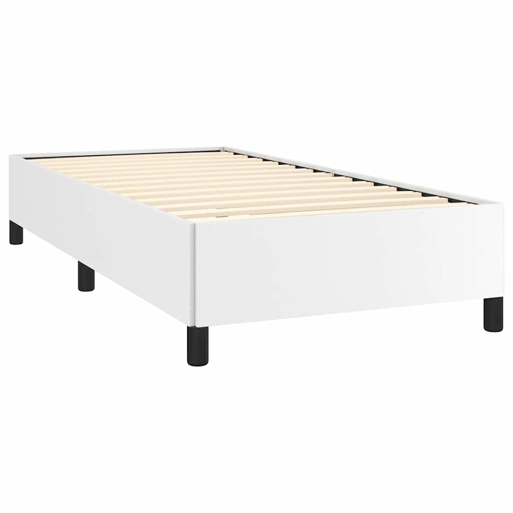 Bed Frame White Faux leather, plywood, engineered wood Twin XL. Picture 6