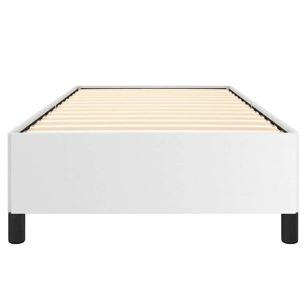 Bed Frame White Faux leather, plywood, engineered wood Twin XL. Picture 7