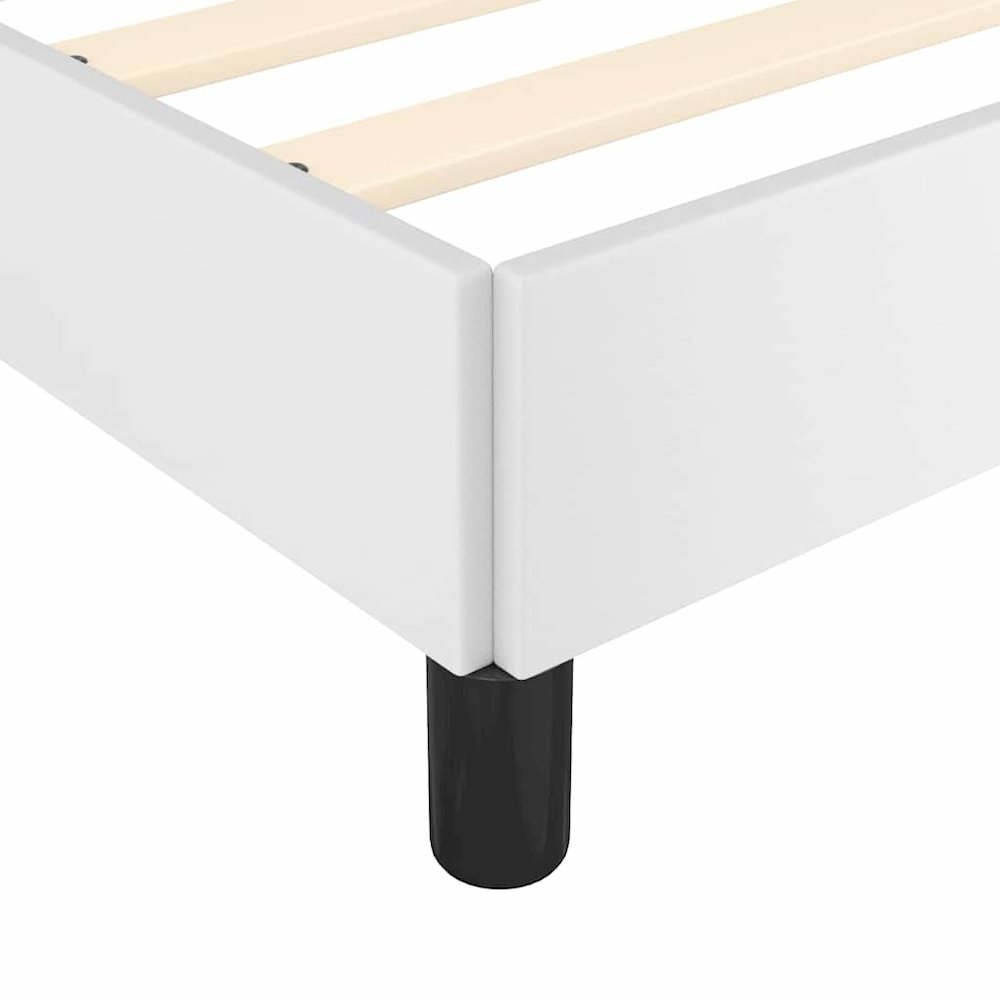 Bed Frame White Faux leather, plywood, engineered wood Twin XL. Picture 9