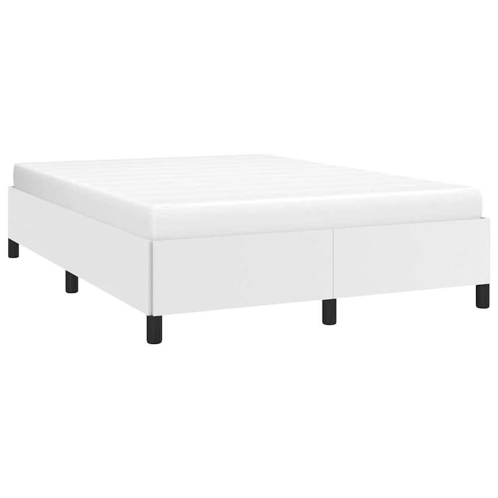 Bed Frame White Faux leather, plywood, engineered wood Queen. Picture 5