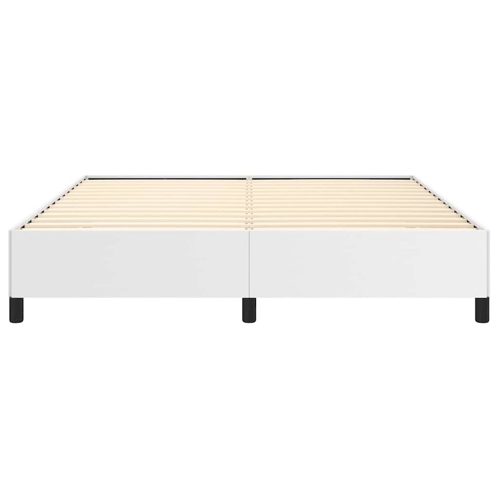 Bed Frame White Faux leather, plywood, engineered wood Queen. Picture 7