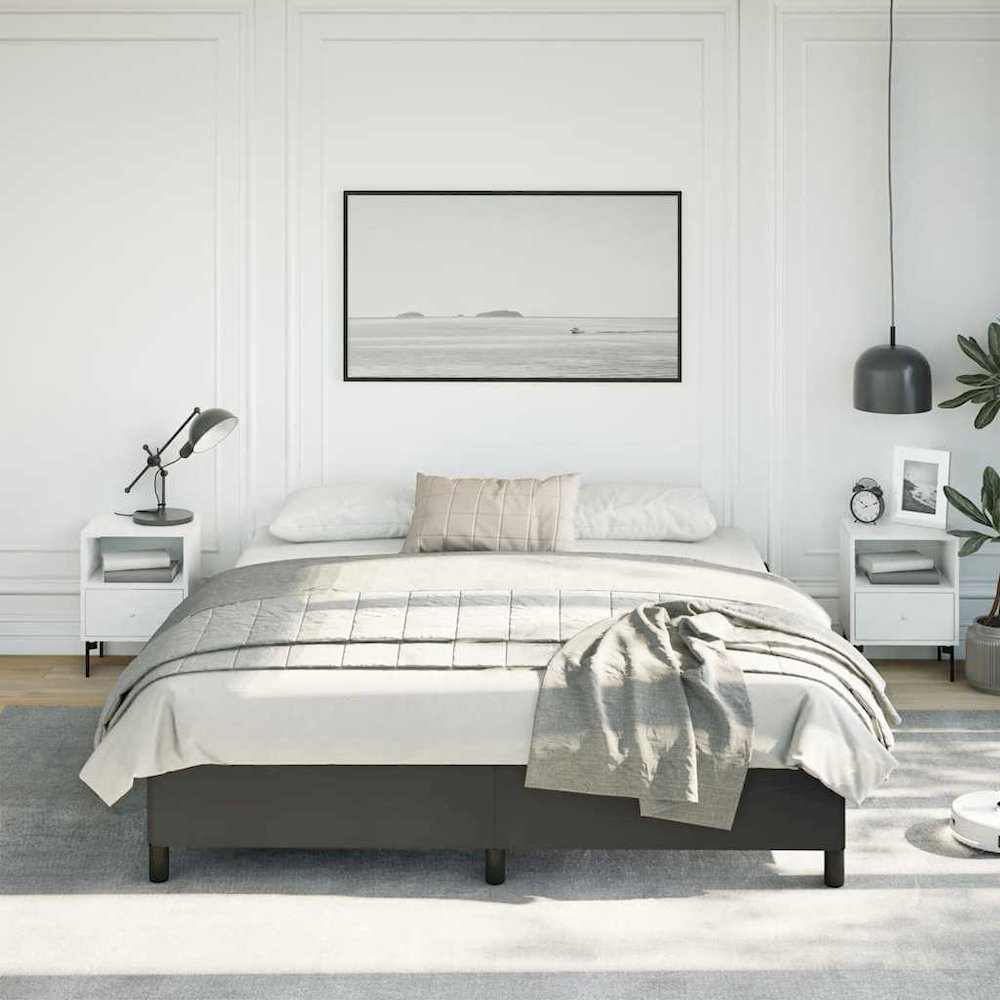 Bed Frame Black Faux leather California King Bed Frame. Picture 3