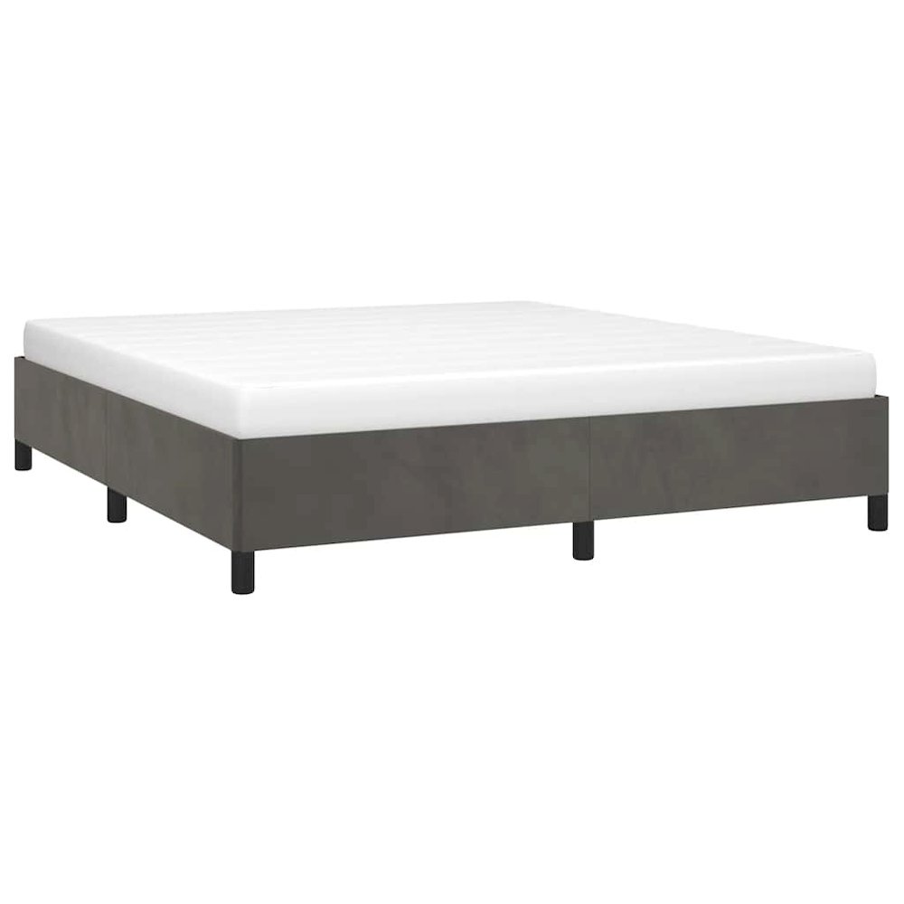 Bed Frame Dark grey Velvet (100% polyester), plywood, engineered wood. Picture 5