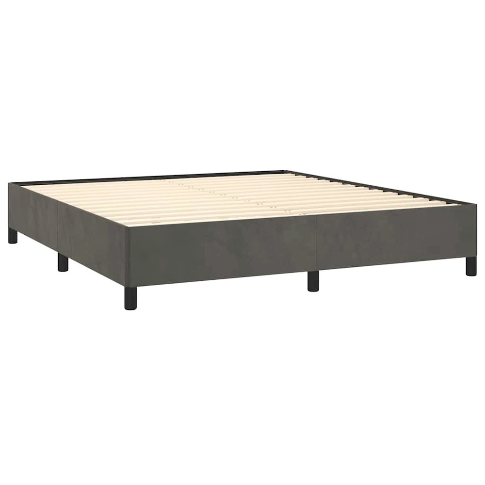 Bed Frame Dark grey Velvet (100% polyester), plywood, engineered wood. Picture 6