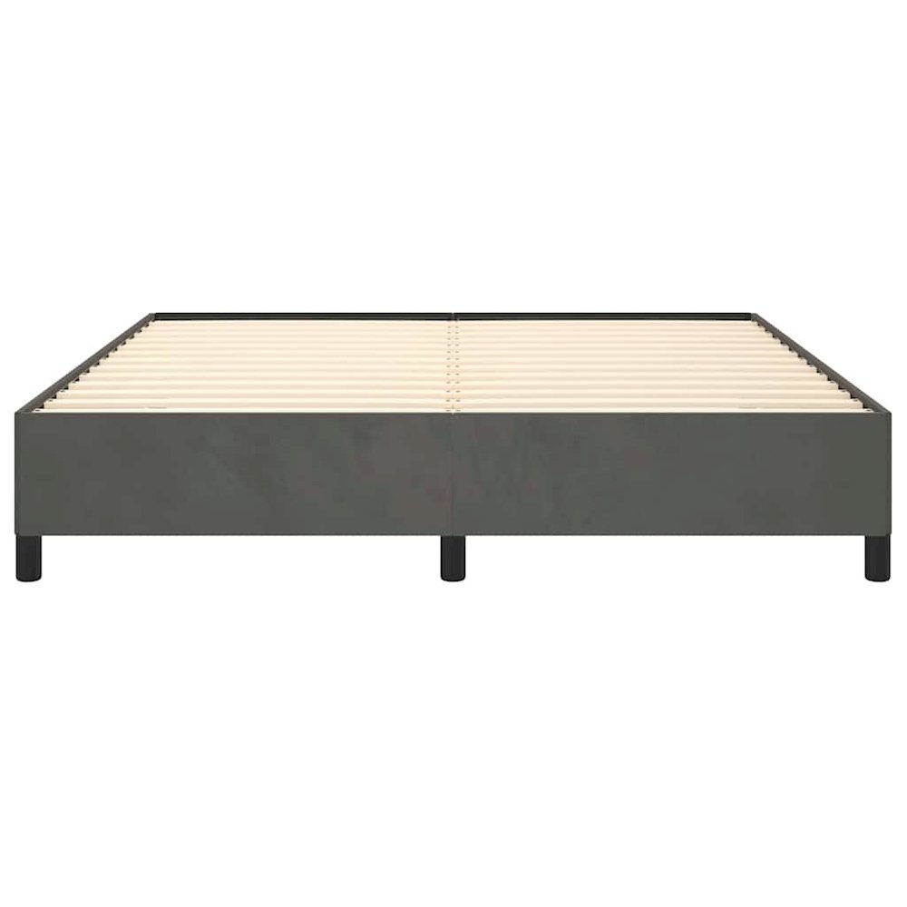 Bed Frame Dark grey Velvet (100% polyester), plywood, engineered wood. Picture 7
