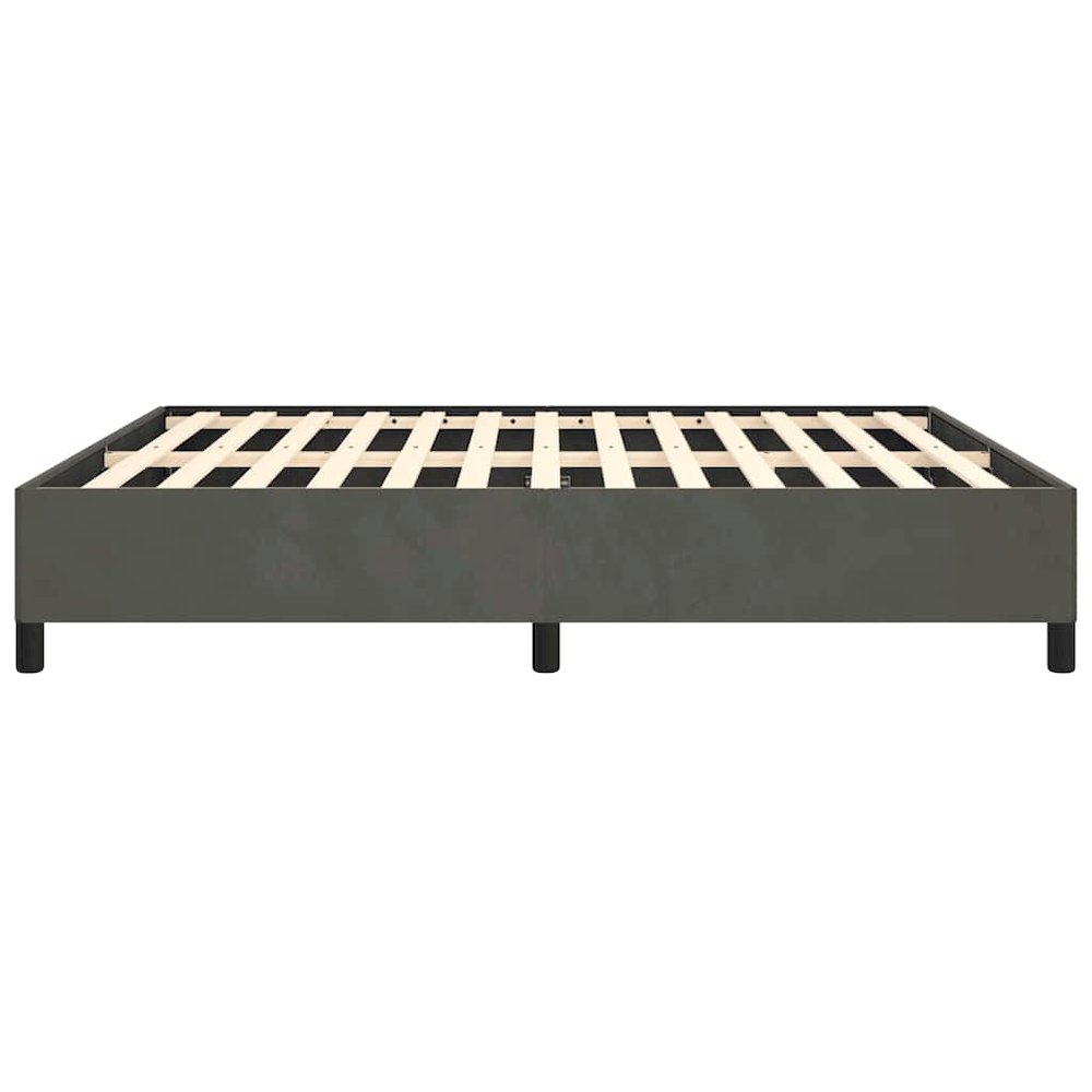 Bed Frame Dark grey Velvet (100% polyester), plywood, engineered wood. Picture 8