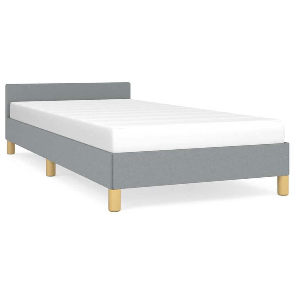 Bed Frame With Headboard Light grey. Picture 1
