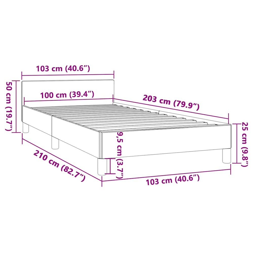 Bed Frame With Headboard Light grey. Picture 11