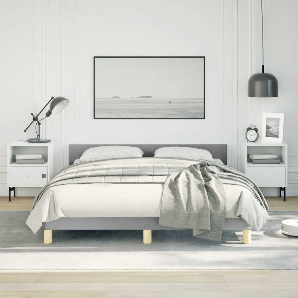 Bed Frame With Headboard Light Grey. Picture 2