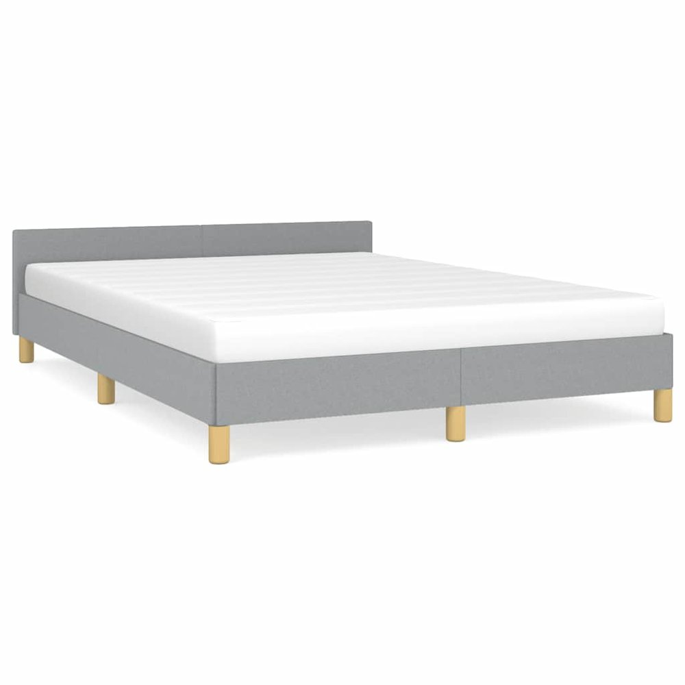 Bed Frame With Headboard Light Grey Polyester Queen. Picture 1