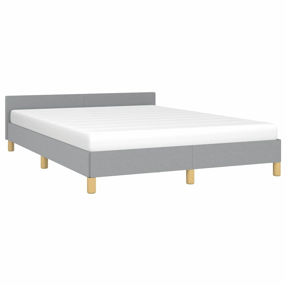 Bed Frame With Headboard Light Grey Polyester Queen. Picture 5
