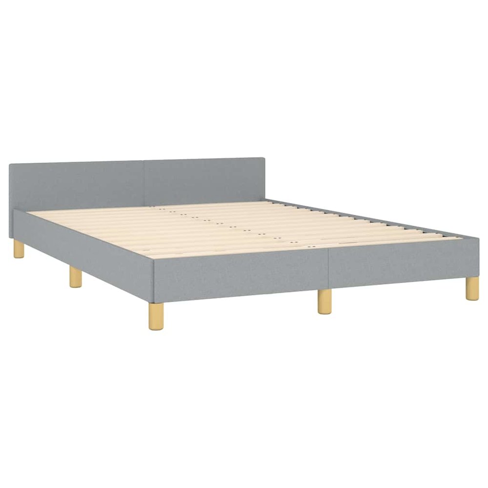 Bed Frame With Headboard Light Grey Polyester Queen. Picture 6