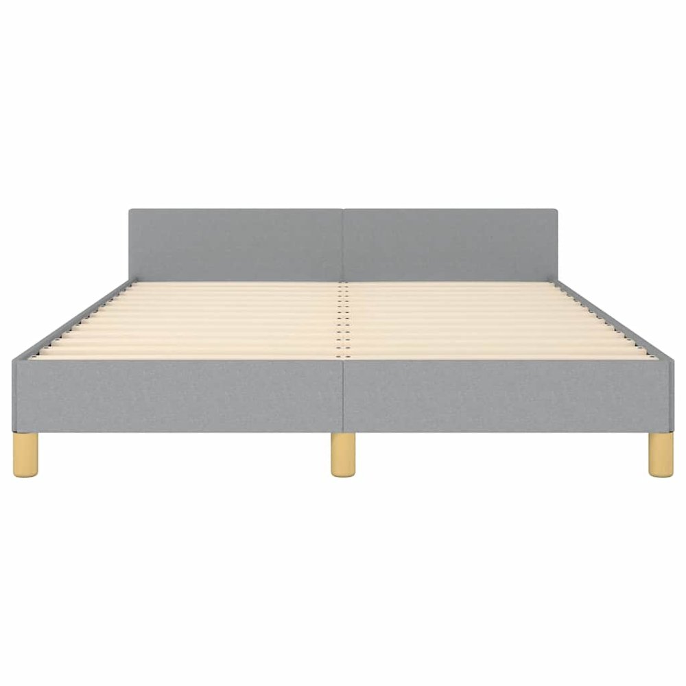 Bed Frame With Headboard Light Grey Polyester Queen. Picture 7