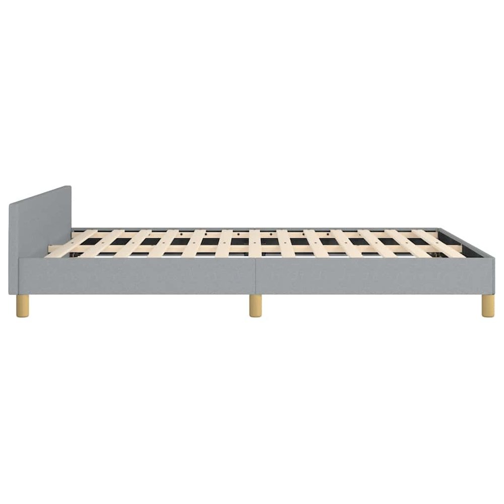 Bed Frame With Headboard Light Grey Polyester Queen. Picture 8