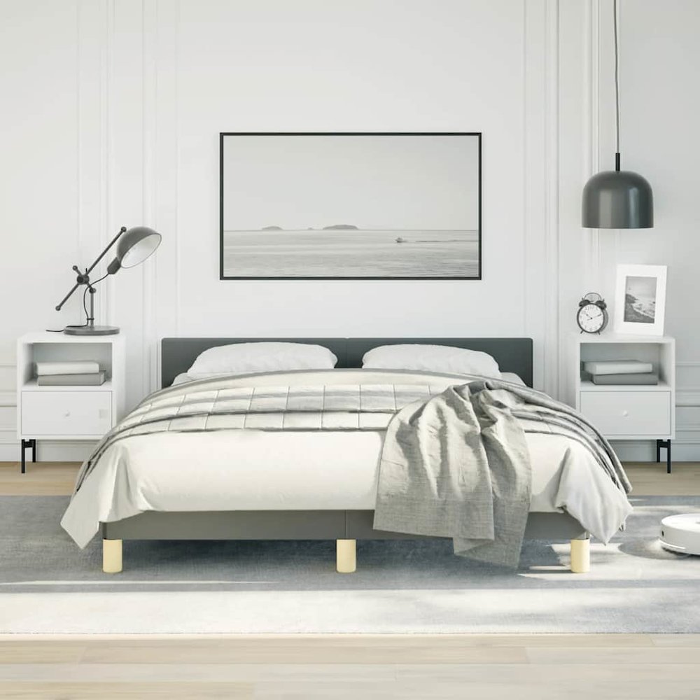 Bed Frame With Headboard Dark Grey. Picture 2