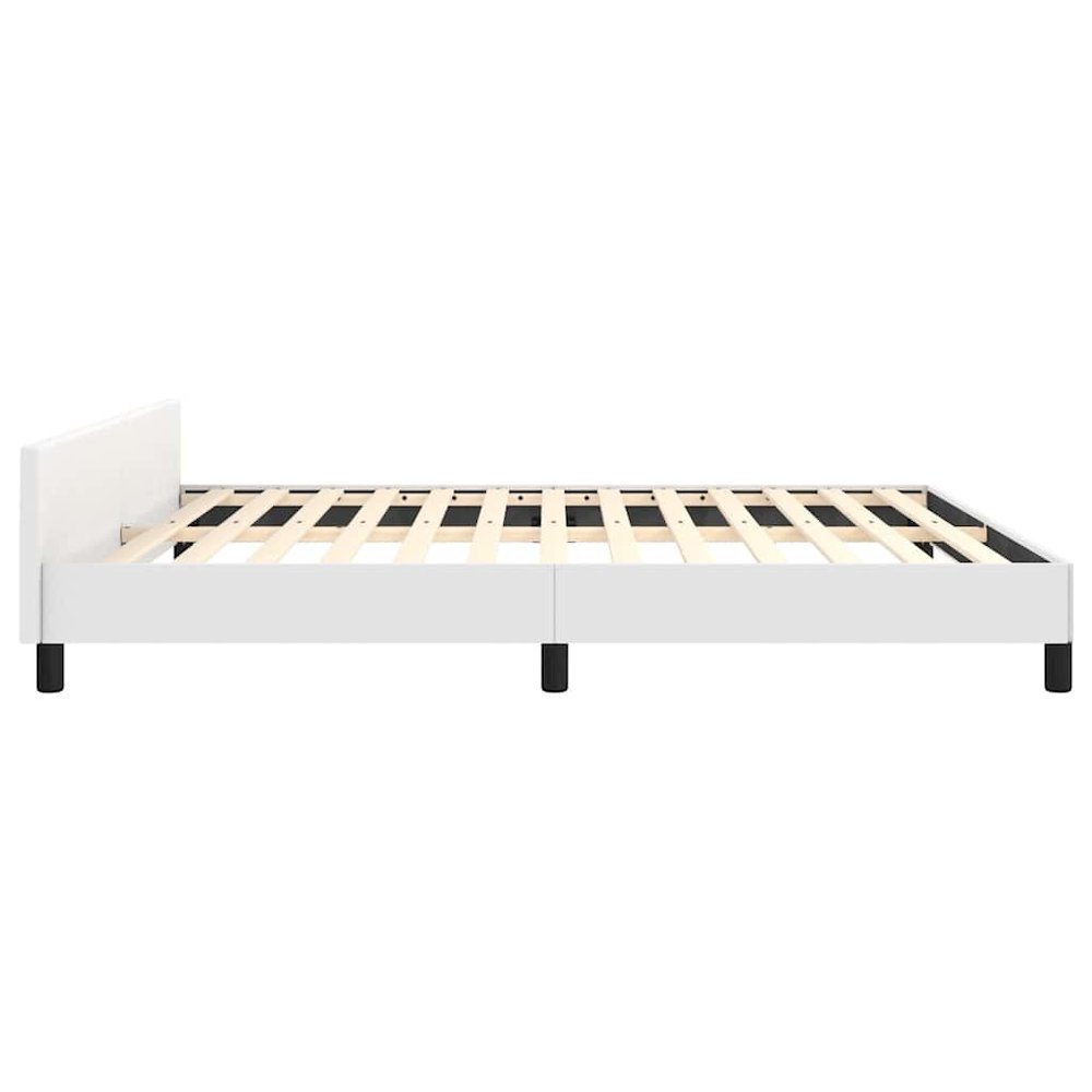 Bed Frame without Mattress White King Faux Leather. Picture 8