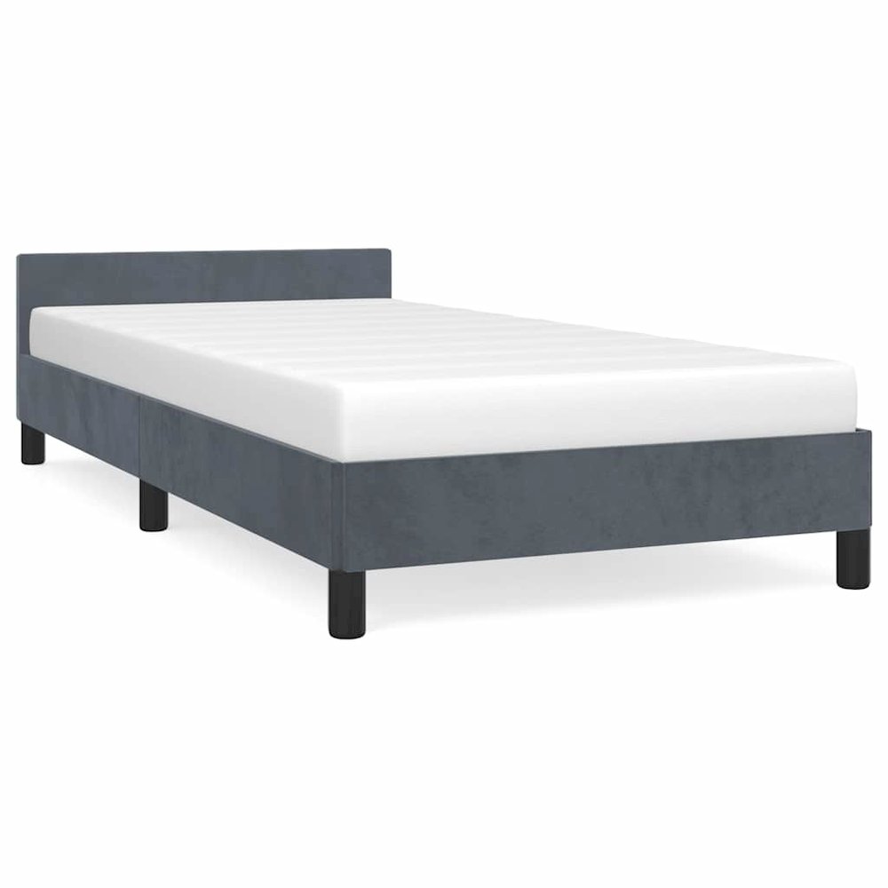Bed Frame With Headboard Dark Grey. Picture 1