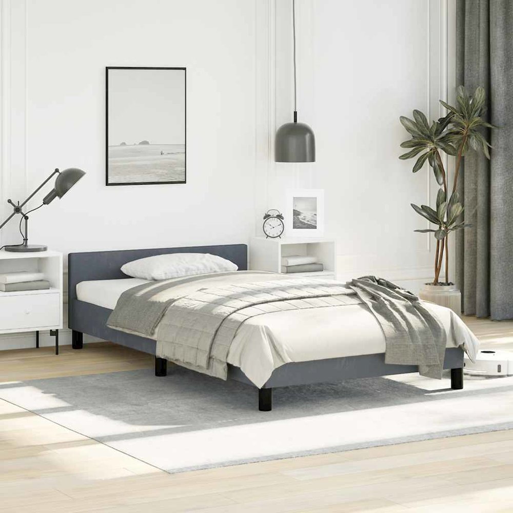Bed Frame With Headboard Dark Grey. Picture 3