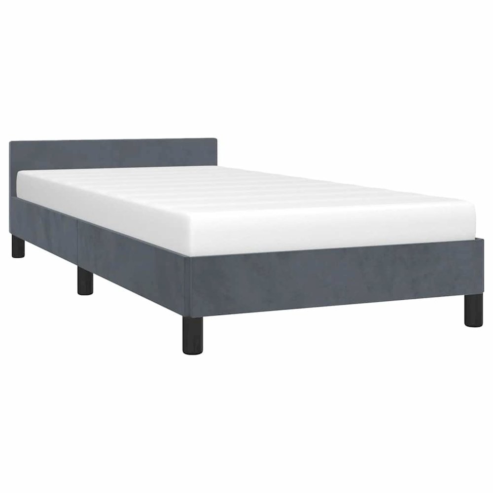 Bed Frame With Headboard Dark Grey. Picture 5