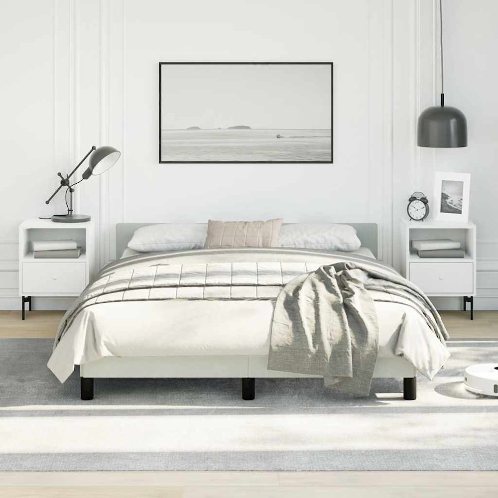 Bed Frame With Headboard Light Grey. Picture 2