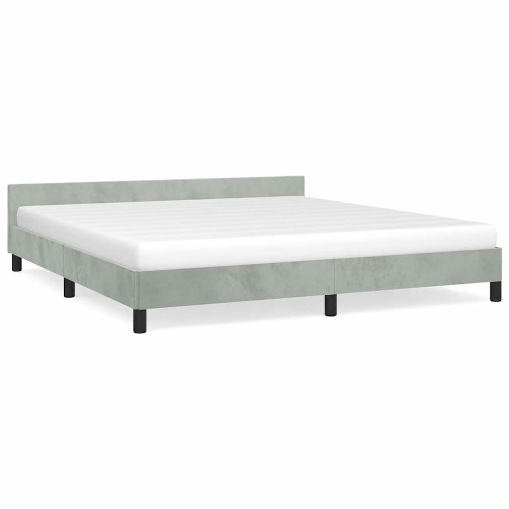 Bed Frame With Headboard Light grey. Picture 1