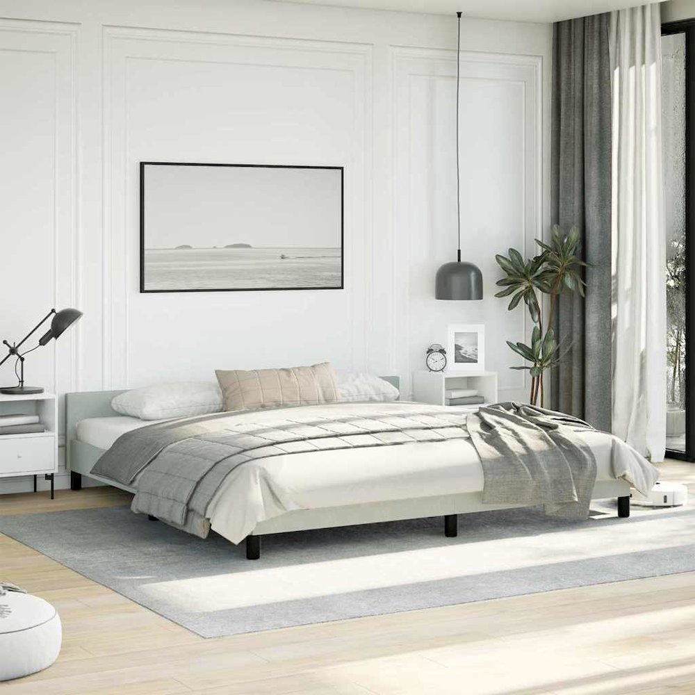 Bed Frame With Headboard Light grey. Picture 3