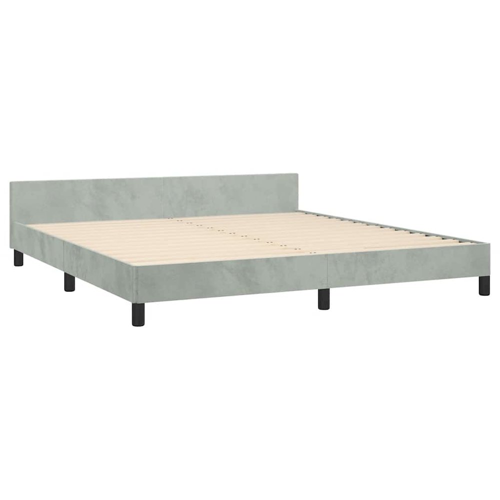 Bed Frame With Headboard Light grey. Picture 6