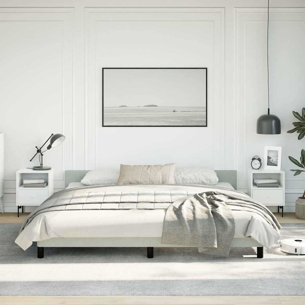 Bed Frame With Headboard Light grey. Picture 2