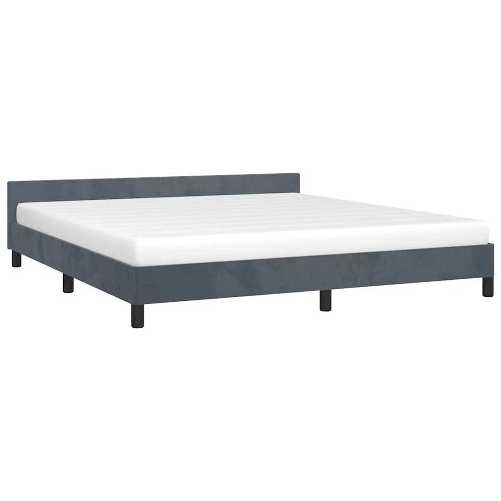 Bed Frame With Headboard Dark Grey Velvet Full Durable. Picture 5