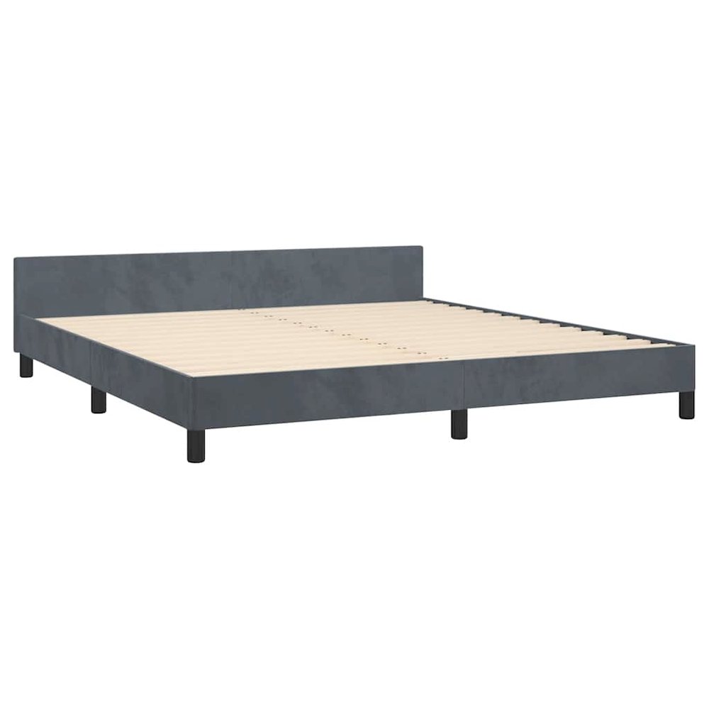 Bed Frame With Headboard Dark Grey Velvet Full Durable. Picture 6