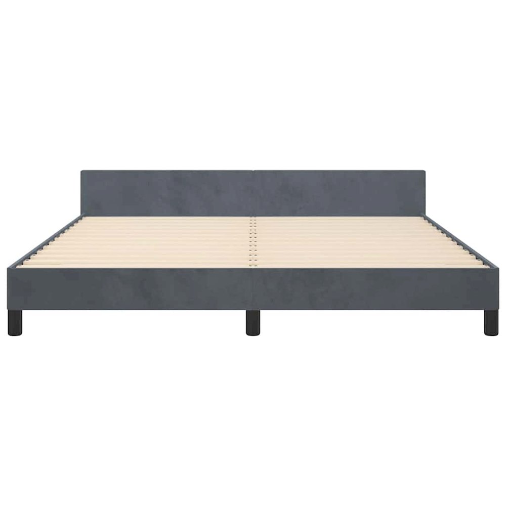 Bed Frame With Headboard Dark Grey Velvet Full Durable. Picture 7