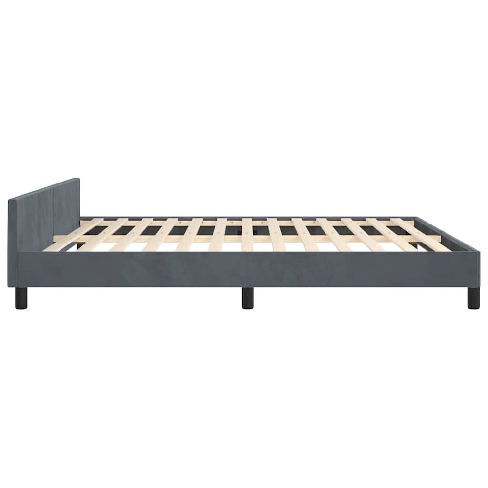 Bed Frame With Headboard Dark Grey Velvet Full Durable. Picture 8