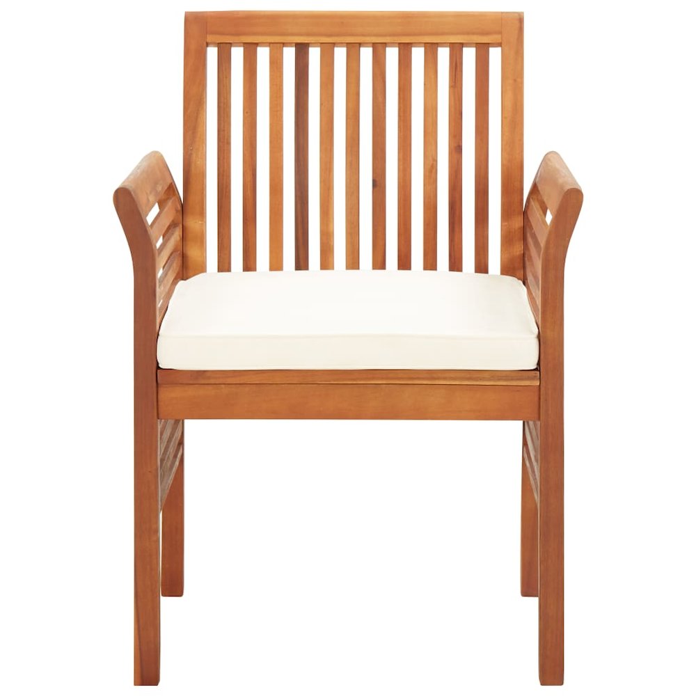 Garden Dining Chair Set of 4 Natural Wood, Cream. Picture 2