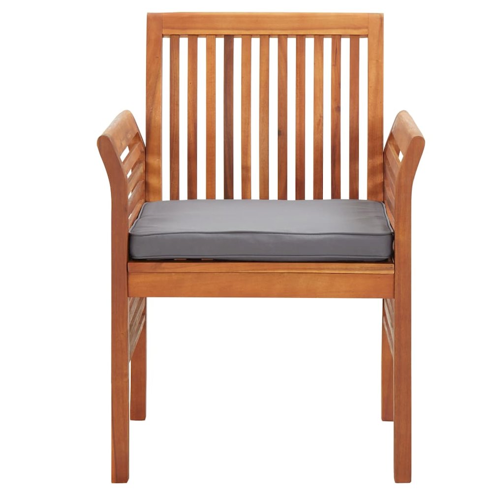 Garden Dining Chair Set of 8 Dark Grey Solid acacia wood Standard. Picture 2