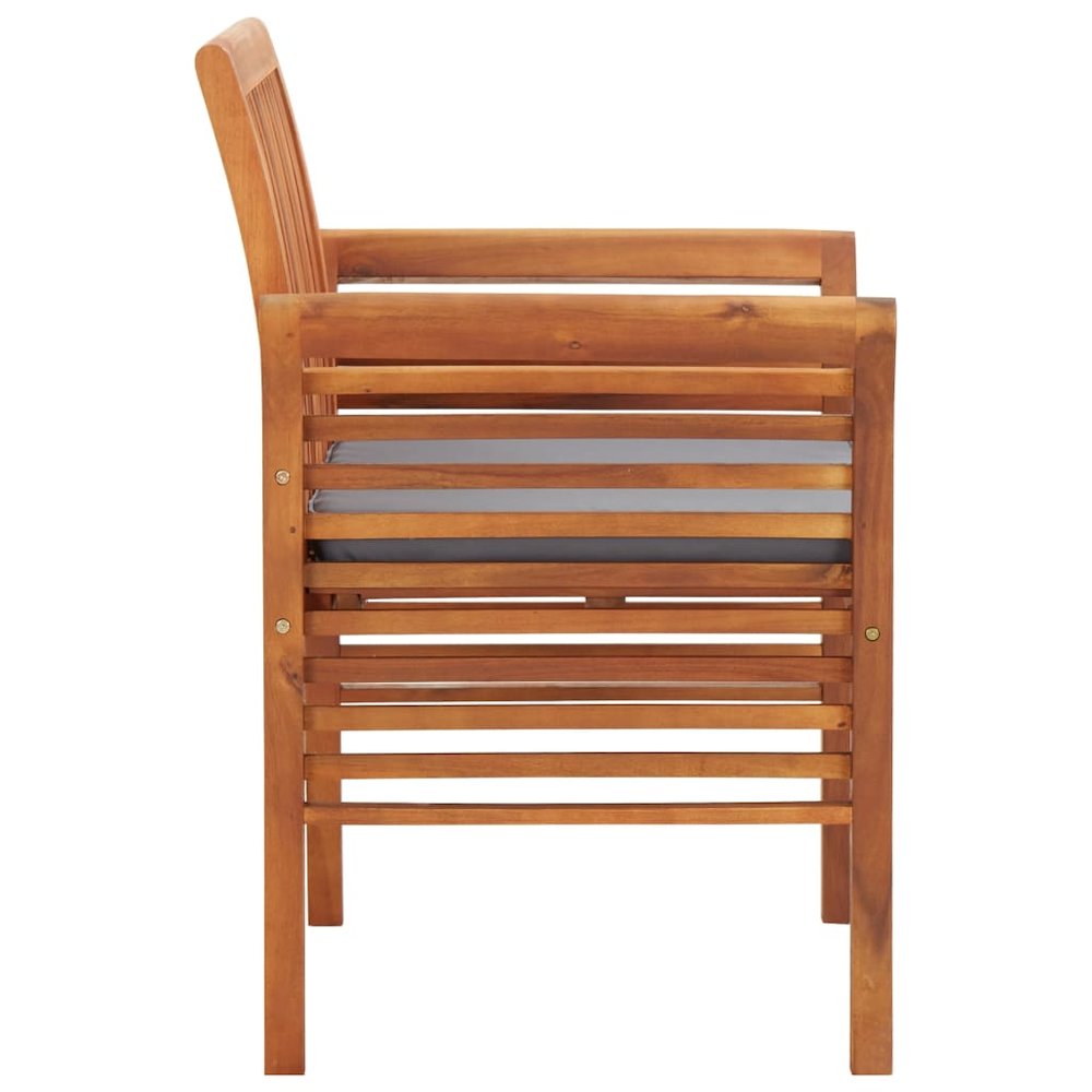 Garden Dining Chair Set of 8 Dark Grey Solid acacia wood Standard. Picture 3